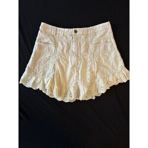 Oli & Hali Beige Eyelet Lace Skort Skirt Shorts Boho Cottagecore Size M